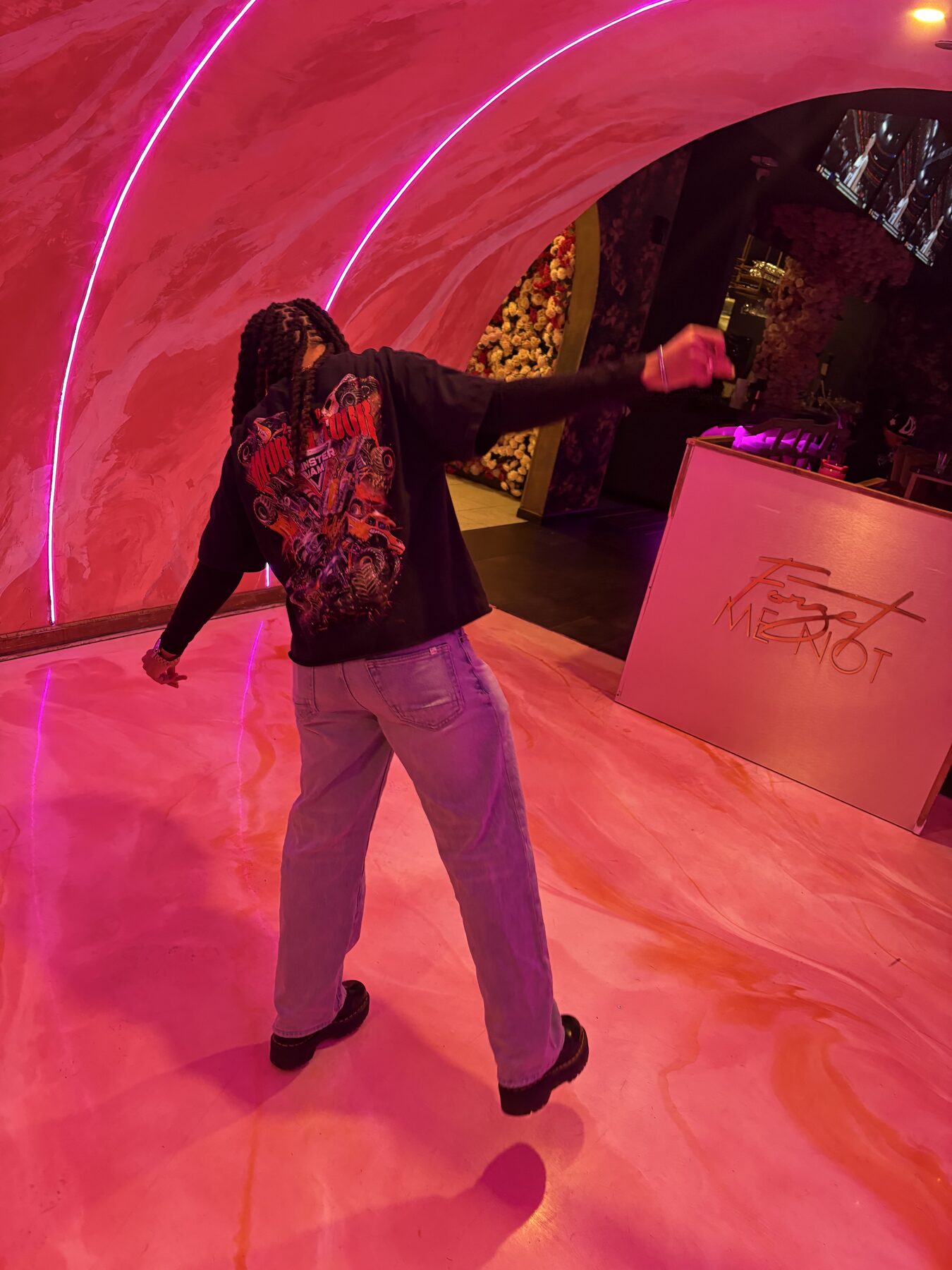 Colorful immersive art installation portrait